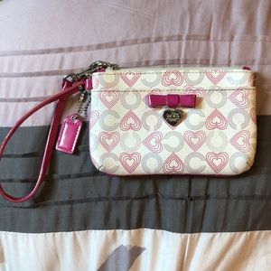 Coach Wristlet bag pink and white